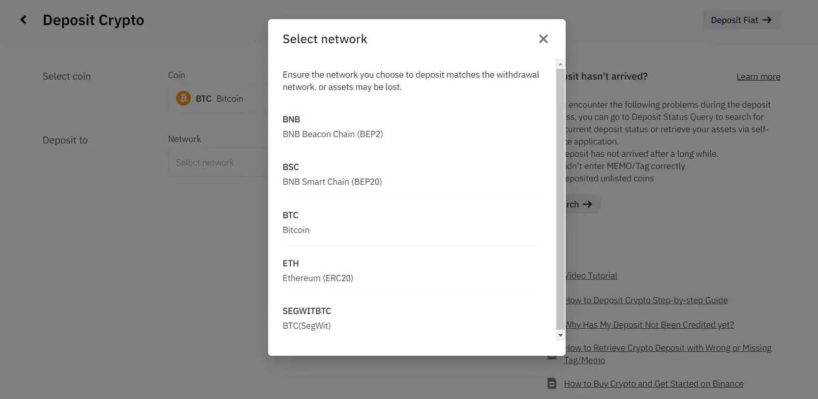 Tagh lìonra airson tasgaidhean air Binance